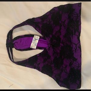 purple and black lace dance bralette